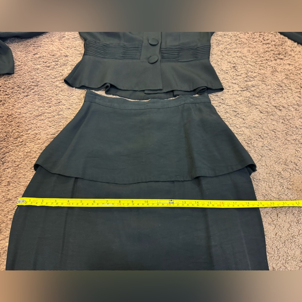 Vtg Atina Karon Crosby Black Peplum Skirt Suit Shoulder Pads 8 RUNS SMALL - Picture 8 of 9
